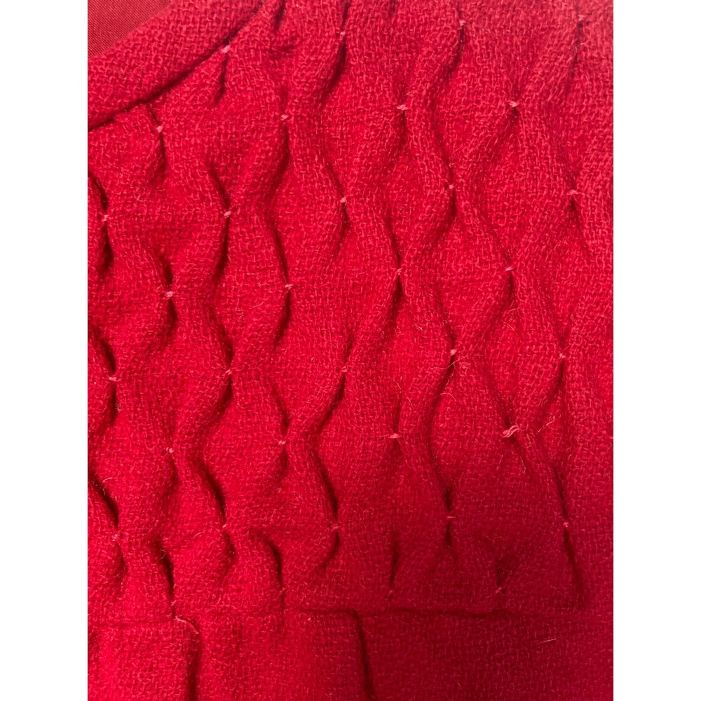 Vintage 1960s Red Wool Dress Smocked Yoke A-Line Lined Long Sleeve‎ - Picture 9 of 11